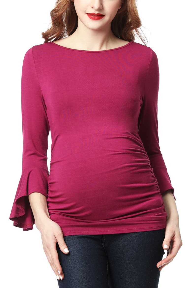 Andrea Maternity Ruched Top, Main, color, Berry