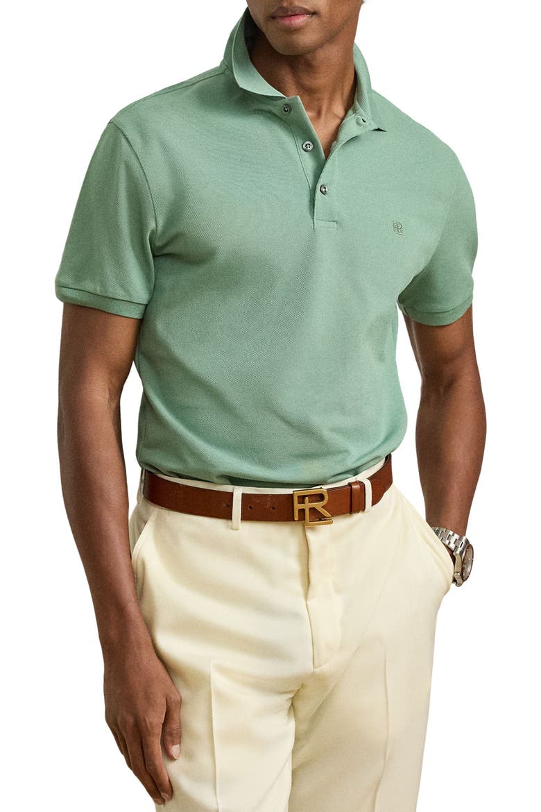 Embroidered Logo Cotton Piqué Polo, Main, color, FELDSPAR GREEN
