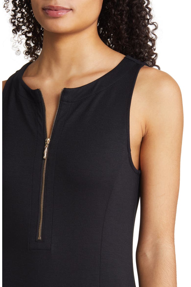 Darcy Half Zip Fit & Flare Dress, Alternate, color, BLACK