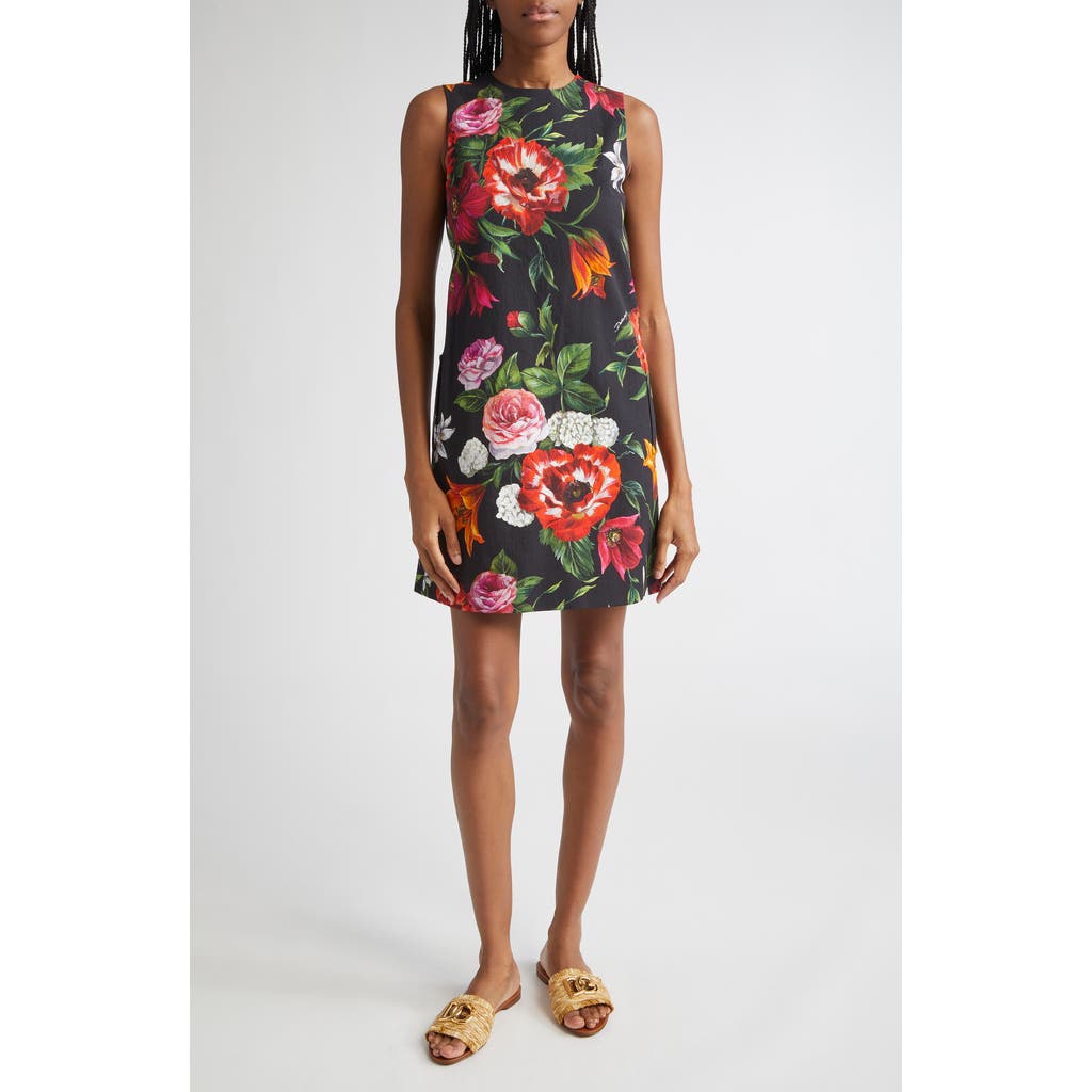 Dolce & Gabbana Floral-print Mini Dress Clothing In Multi