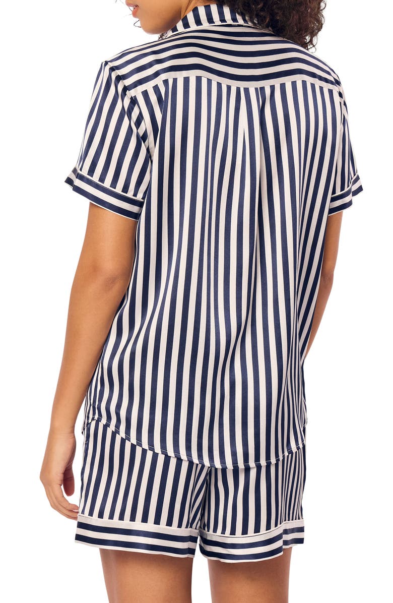 Petite Plume Stripe Mulberry Silk Short Pajamas, Alternate, color, 