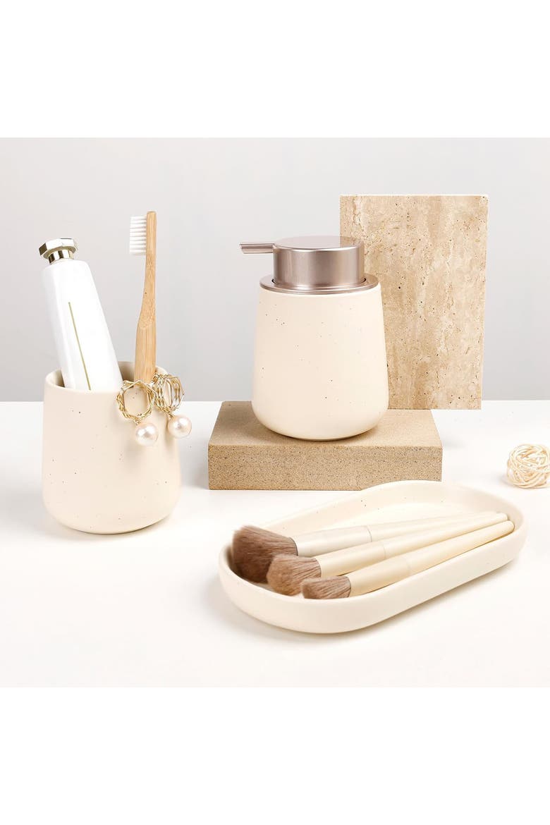 Modern 3-Piece Foaming Bathroom Set Recycled Eco-Clay, Alternate, color, Apricot