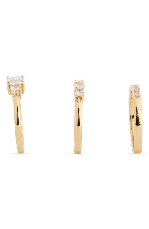 Nordstrom Rack Set Of 3 Princess Cubic Zirconia Rings In Clear- Gold