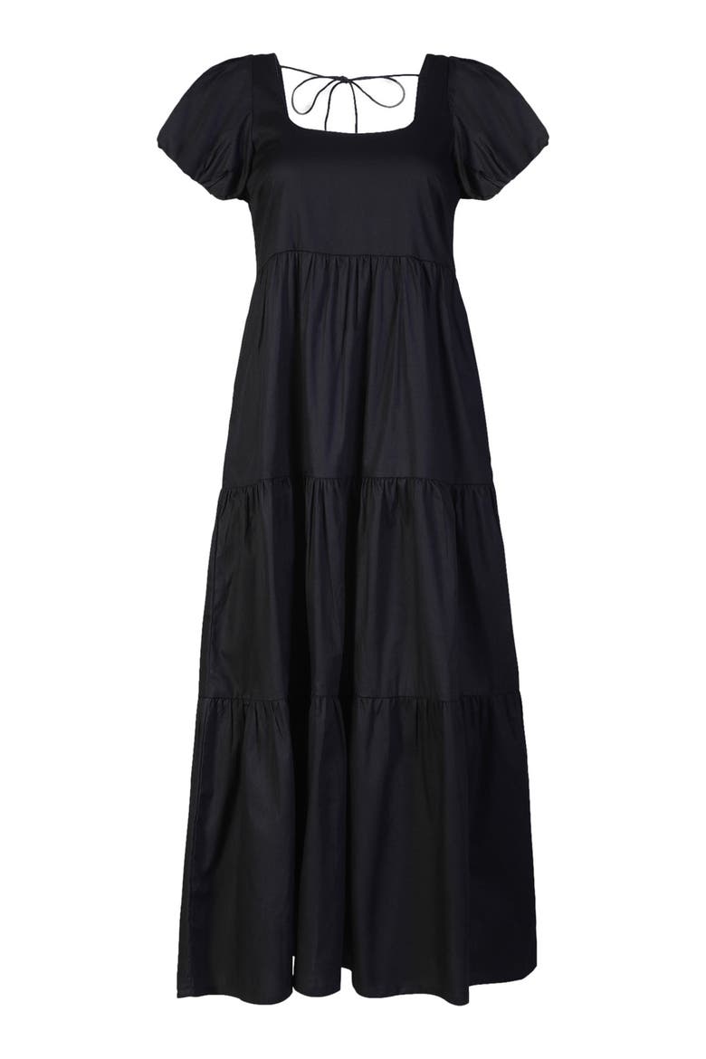Puff Sleeve Tiered Maxi Dress, Alternate, color, Solid