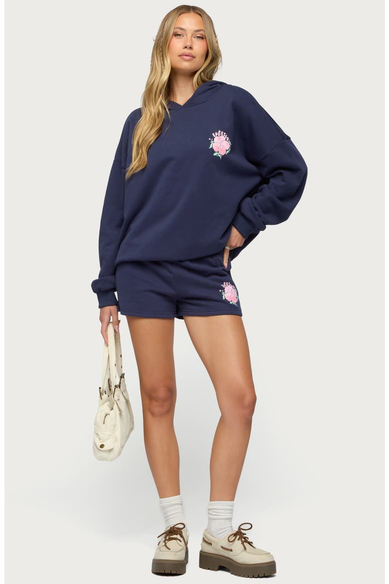 Beach Bloom Sweat Shorts, Alternate, color, NAVY