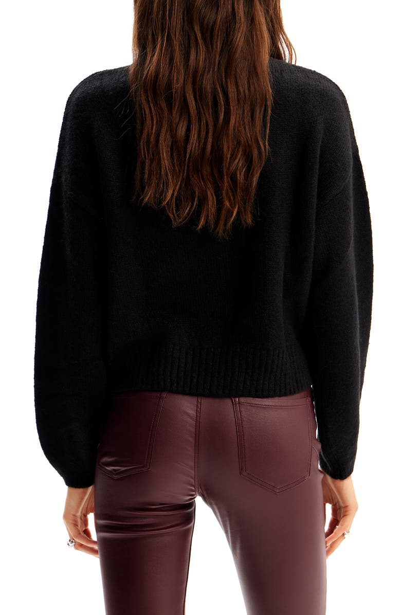 Desigual Chunky Knit Butterfly Pullover, Alternate, color, Black