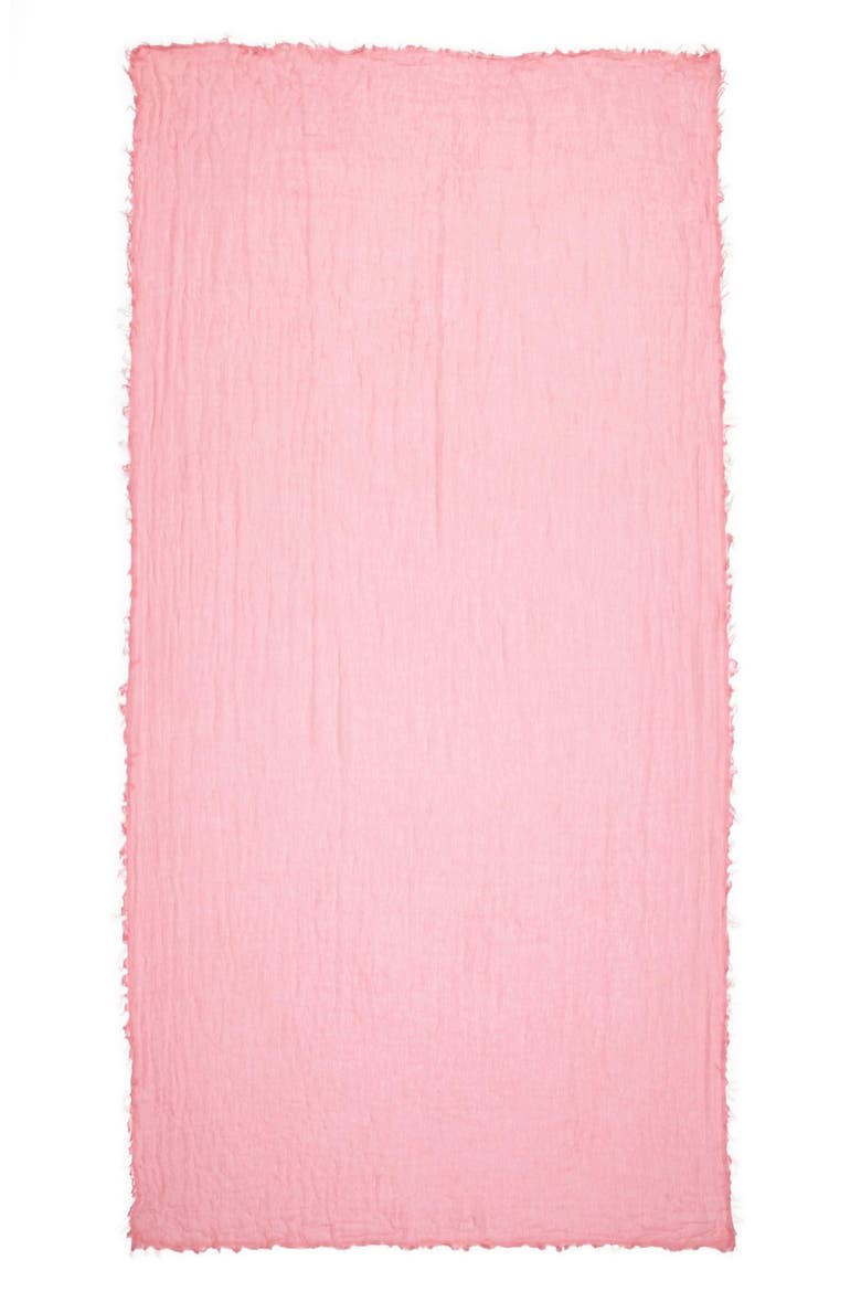 Crinkled Cashmere Wrap, Alternate, color, PINK PEONY