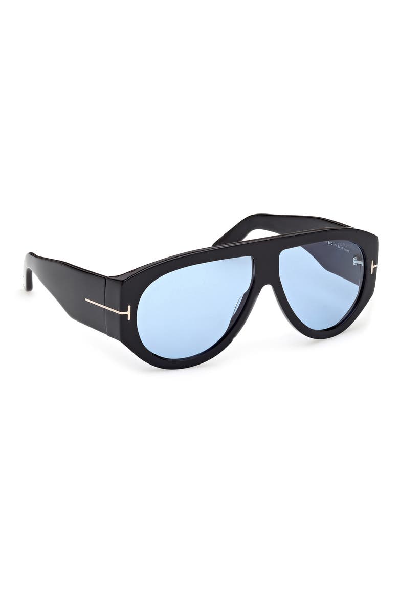 Bronson 60mm Aviator Sunglasses, Alternate, color, SHINY BLACK / BLUE