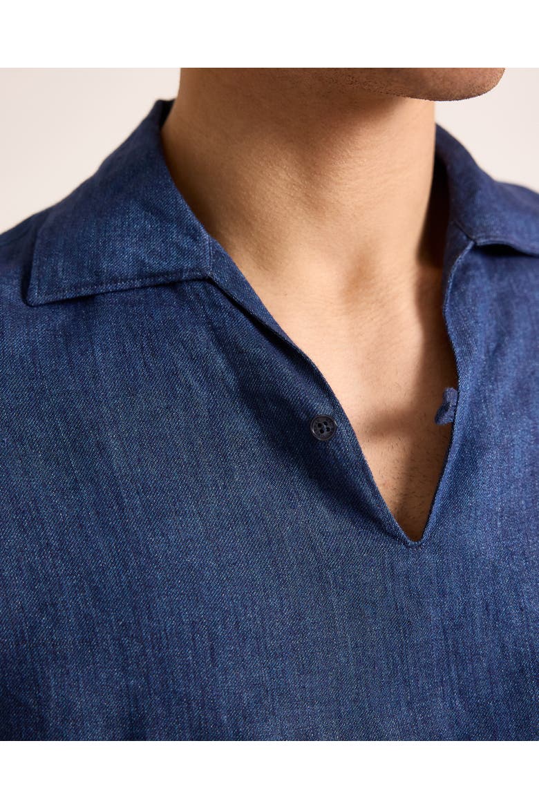 Vincent Linen Relaxed Fit Linen Long Sleeve Overhead Shirt, Alternate, color, Night Iris