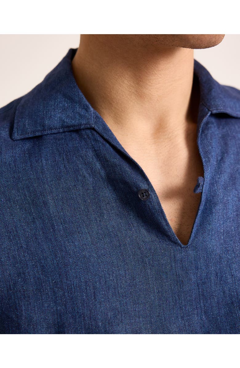 Orlebar Brown Vincent Linen Relaxed Fit Linen Long Sleeve Overhead Shirt, Alternate, color, Night Iris