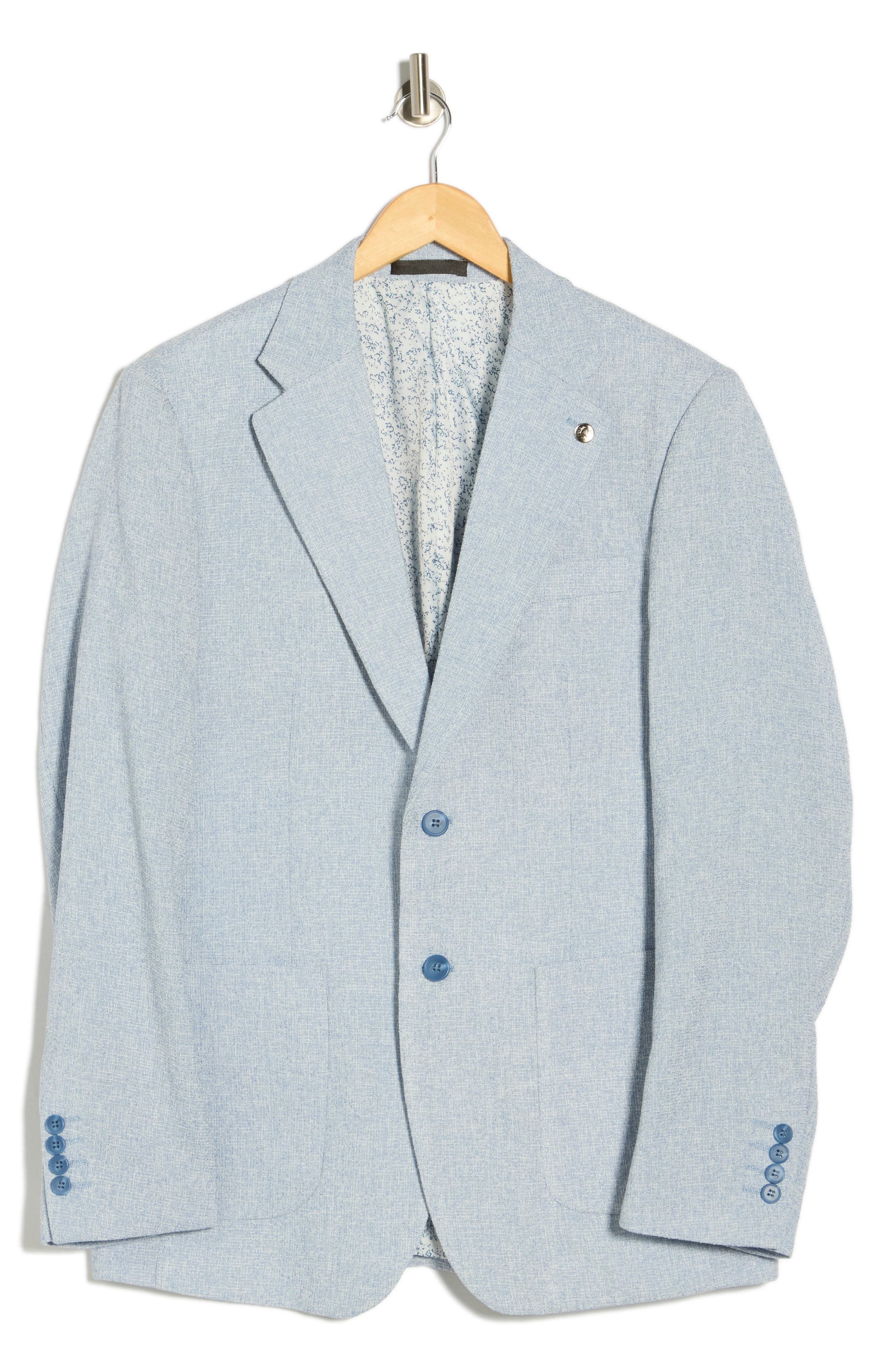 T.R. PREMIUM Slim Fit Micro Plaid Stretch Linen Sport Coat