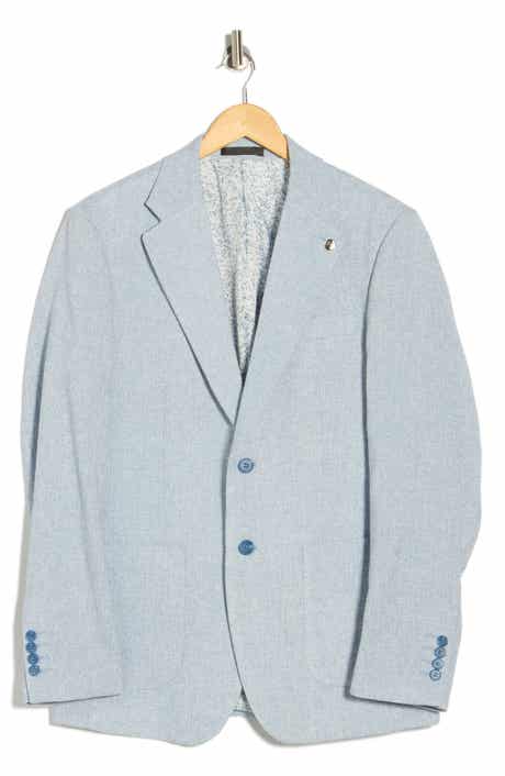 T.R. PREMIUM Slim Fit Micro Plaid Stretch Linen Sport Coat