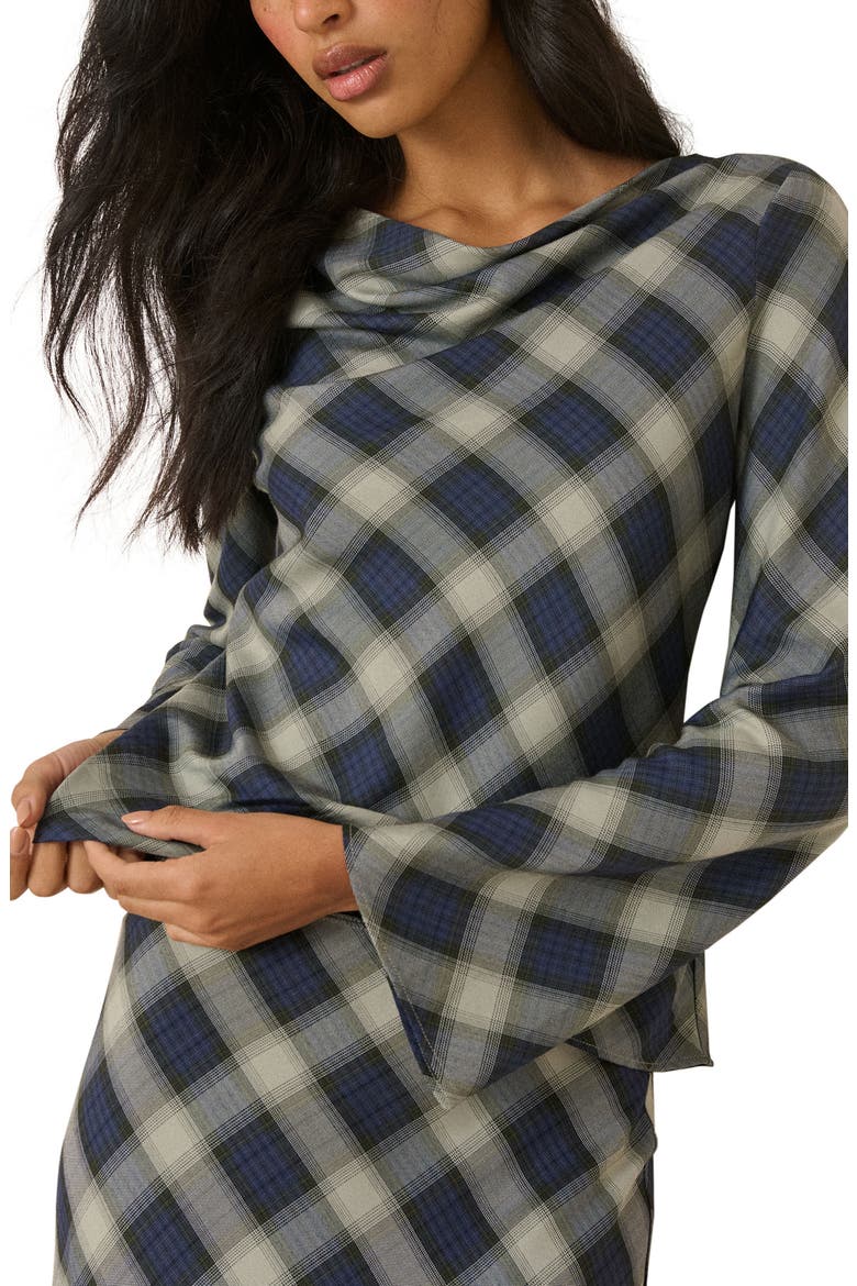 Cruz Cowl Neck Plaid Top, Main, color, BLUE