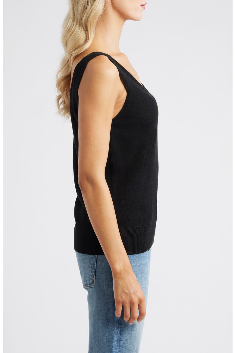 Addison Linen Blend Sweater Tank, Alternate, color, BLACK