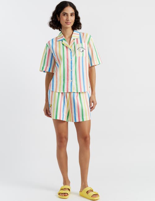 Chinti & Parker Linen-cotton Snoopy Stripe Shirt In Cream