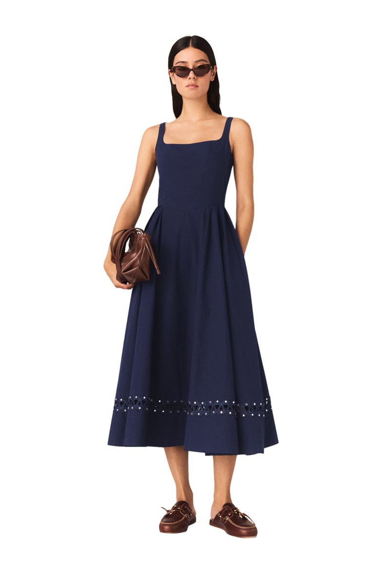 Flared midi dress, Main, color, Navy