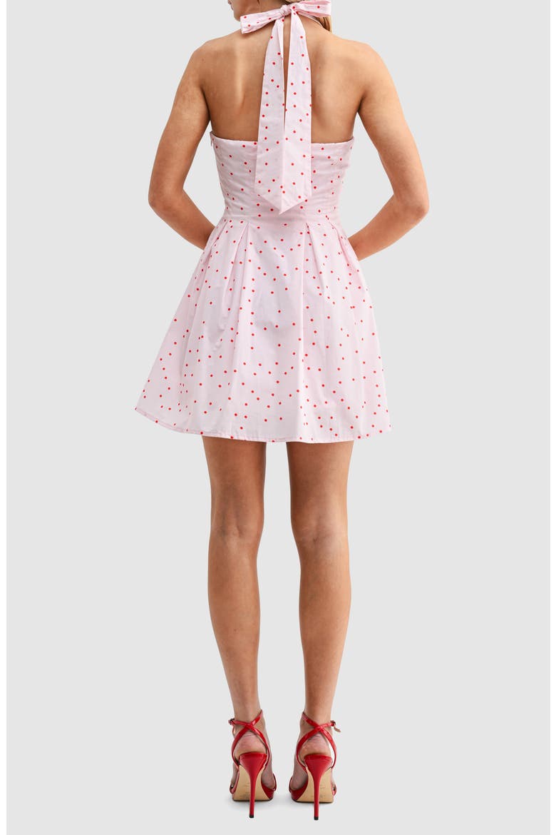 Polka Dot Halter Neck Minidress, Alternate, color, BLUSH RED DOT