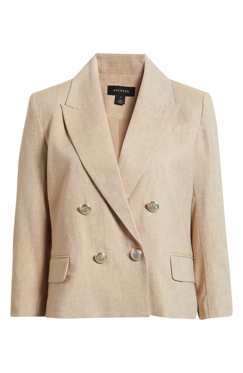 Halogen<sup>®</sup> Double Breasted Crop Blazer, Main, color, Pebble