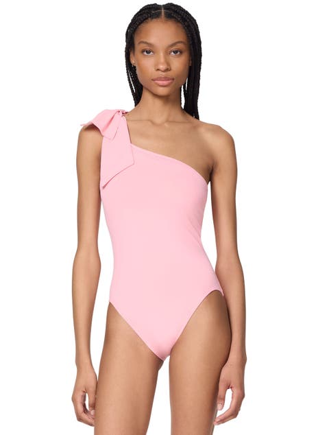 Shoulder Bow Tie One Shoulder One Piece Swimsuit