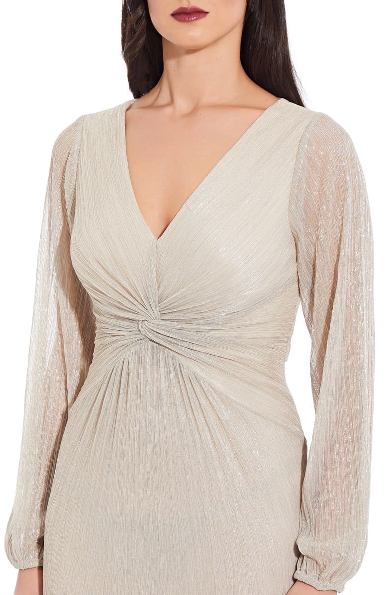 Adrianna Papell Glitter Knit Long Sleeve Gown, Alternate, color,