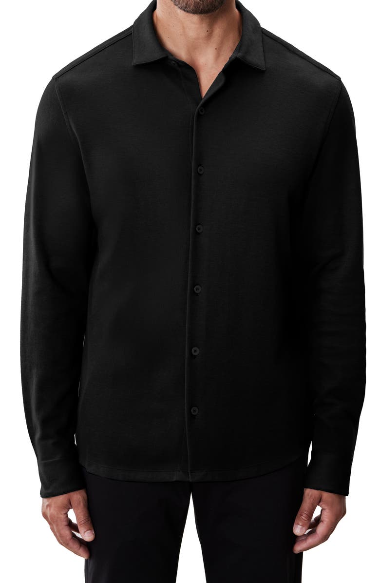 Robert Barakett Milo Knit Button-Up Shirt, Main, color, Black
