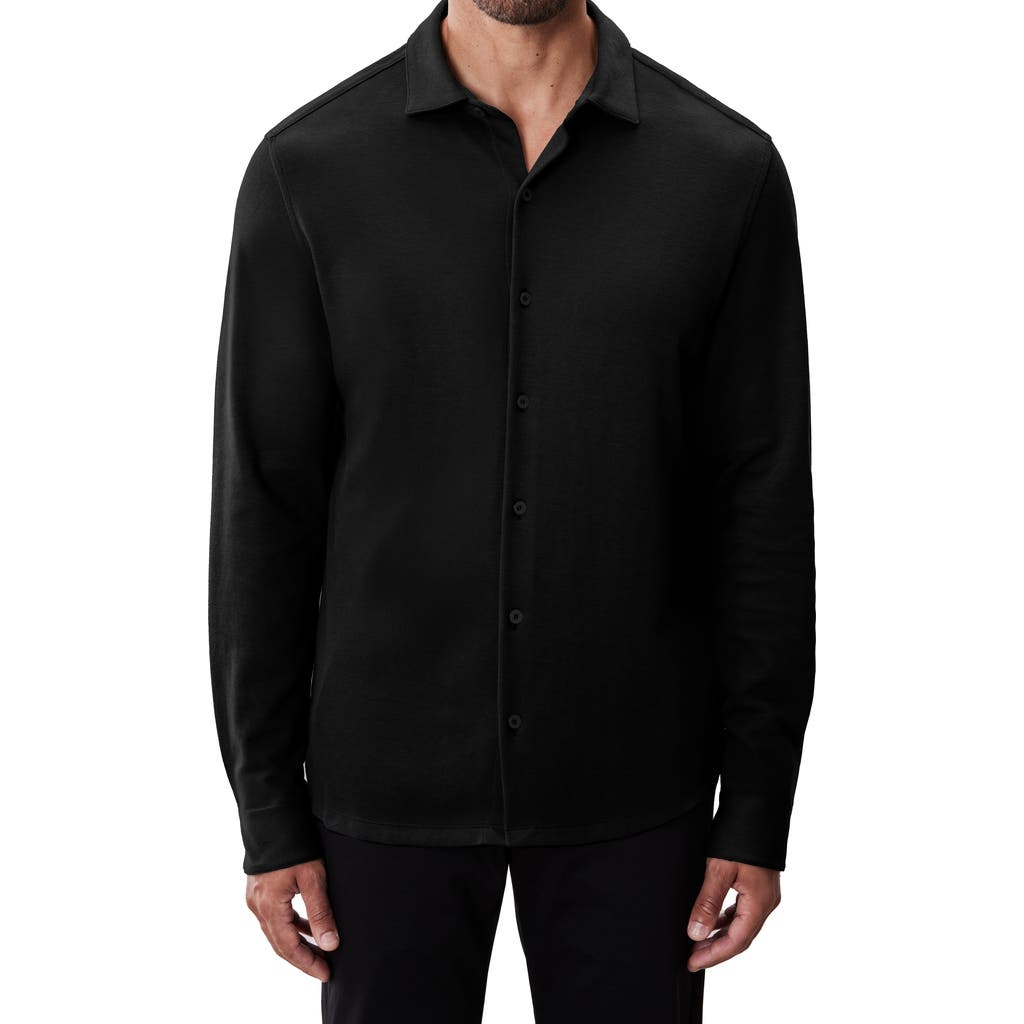 Robert Barakett Milo Knit Button-up Shirt In Black