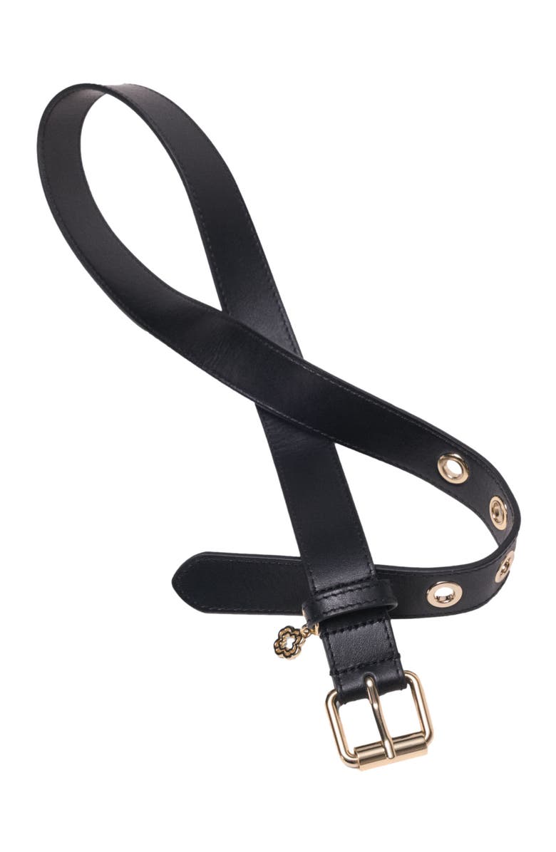 maje Leather belt with Miss M buckle, Alternate, color, Black