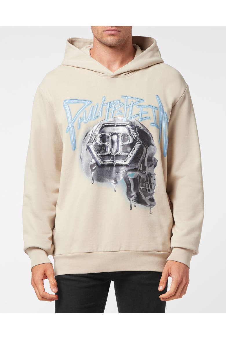 Hooded Sweatshirt Skull Men, Main, color, beige