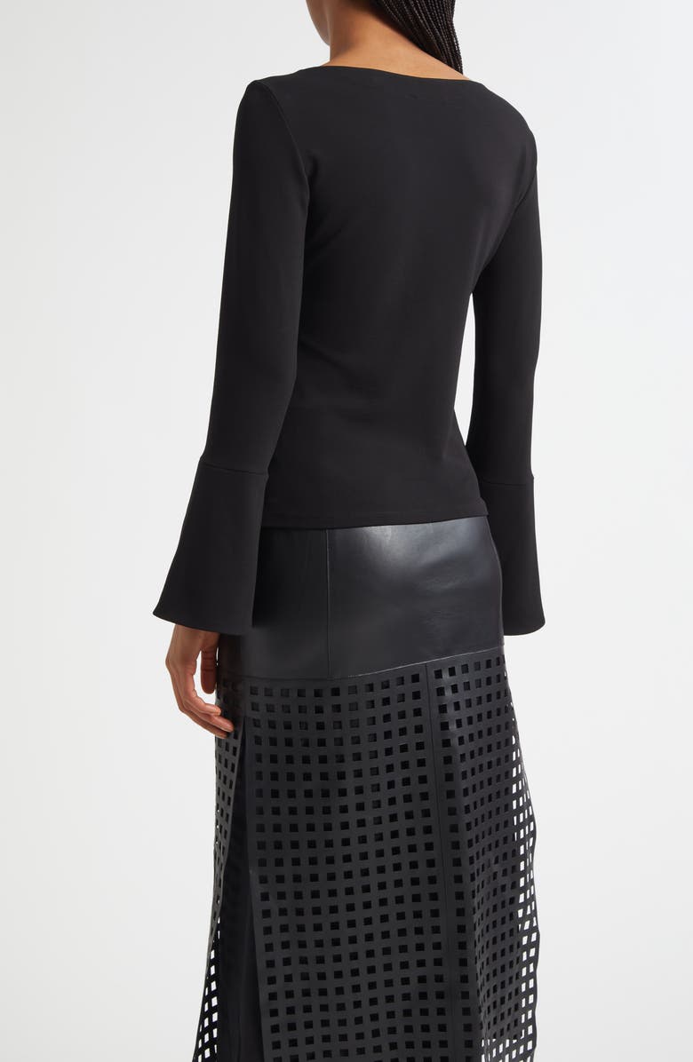 Emporio Armani Bell Sleeve Crepe Top, Alternate, color, Solid Black