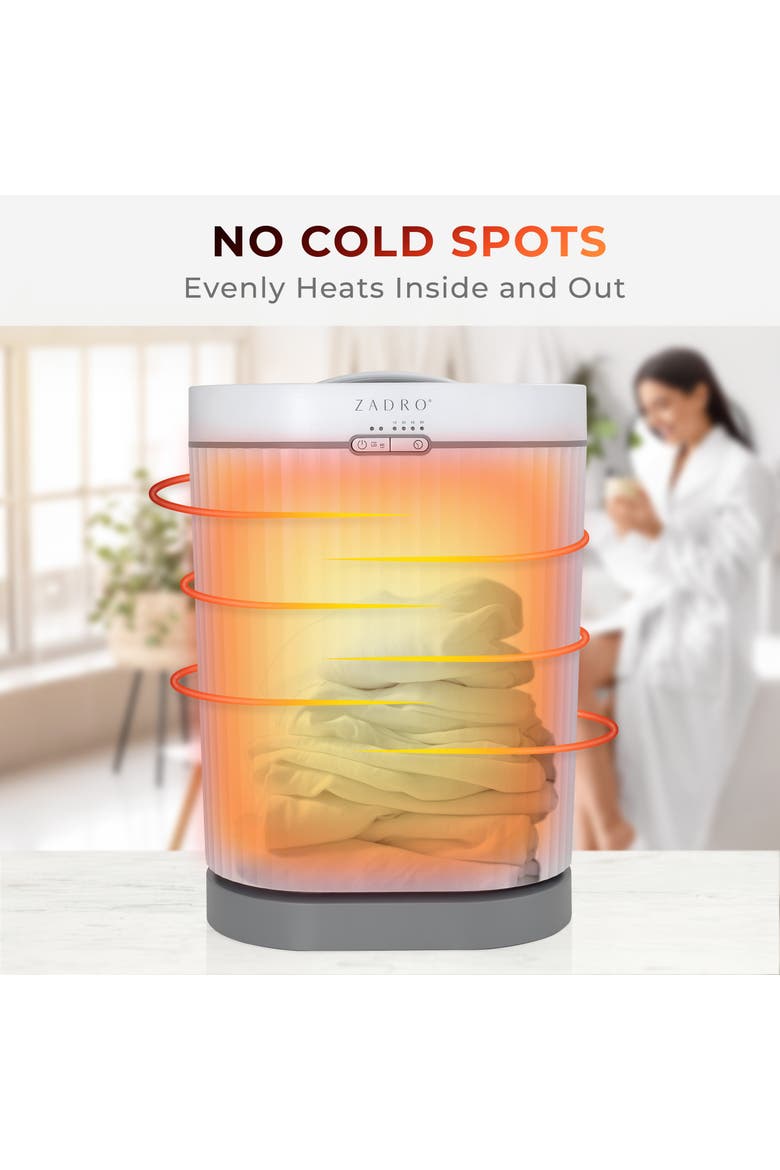 Fluted Towel Warmer with Aromatherapy Oil Diffuser, Alternate, color, White/Gray