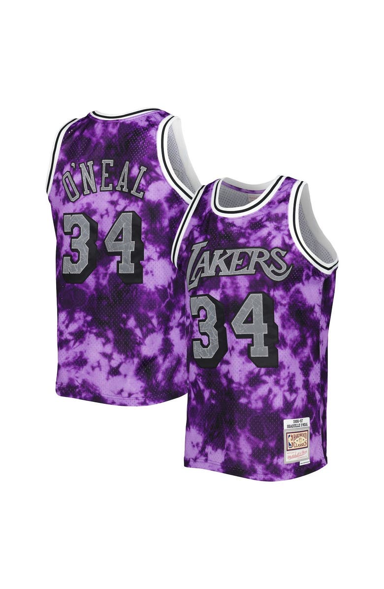 Mitchell & Ness Men's Mitchell & Ness Shaquille O'Neal Purple Los Angeles Lakers 1996/97 Galaxy Swingman Jersey, Main, color, 