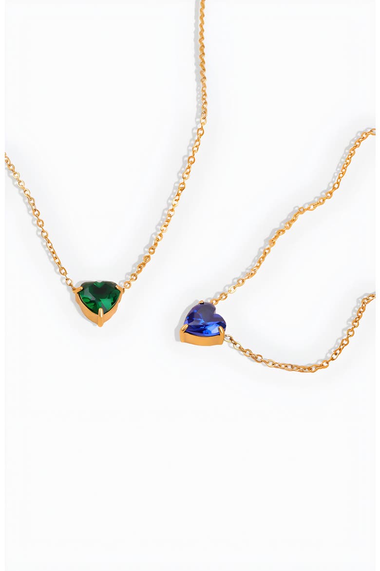Dainty Birthstone Heart Necklace, Alternate, color, May Emerald