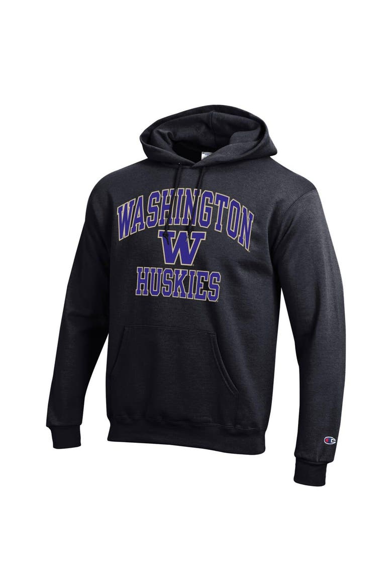Men's Champion Black Washington Huskies High Motor Pullover Hoodie, Alternate, color, Black