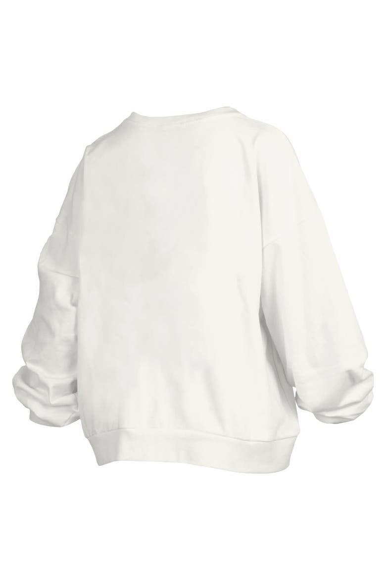 Women's Pressbox White Iowa Hawkeyes Janice Retro Logo Oversized Pullover Sweatshirt, Alternate, color, White