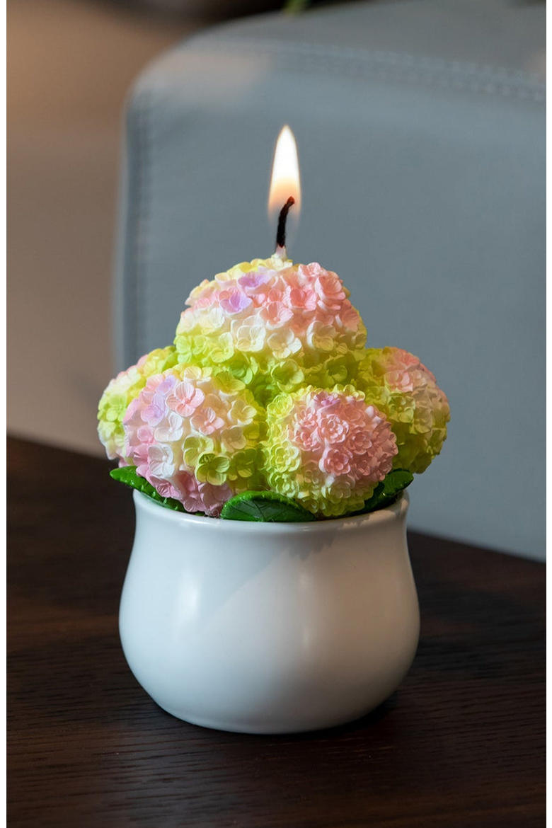 Hydrangea  Flower Candle, Alternate, color, Green