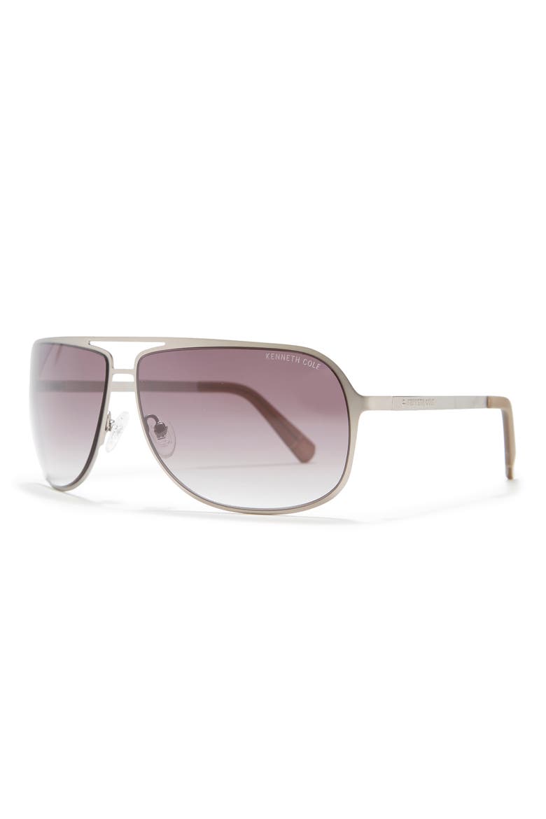 64mm Aviator Sunglasses, Alternate, color, MATTE NICKELTIN / GREEN