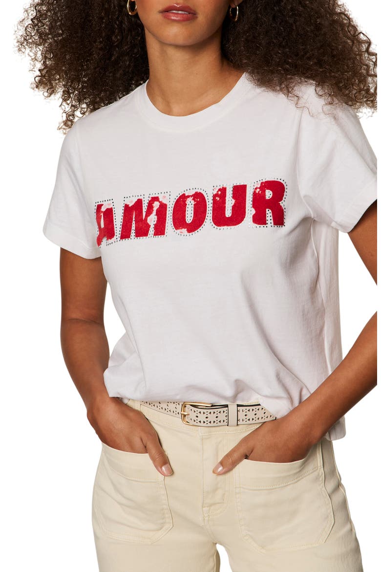 Organic Cotton T-Shirt, Alternate, color, WHITE/ CHERRY LACQUER