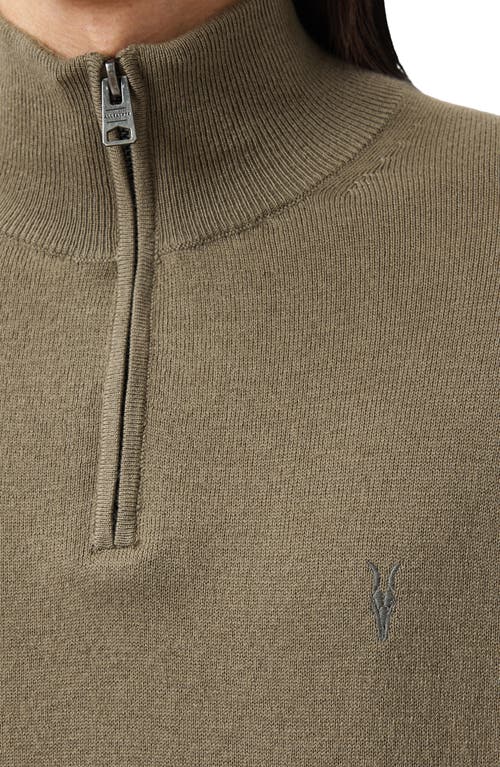 Allsaints Kilburn Mock Neck Wool Blend Quarter Zip Sweater In Green