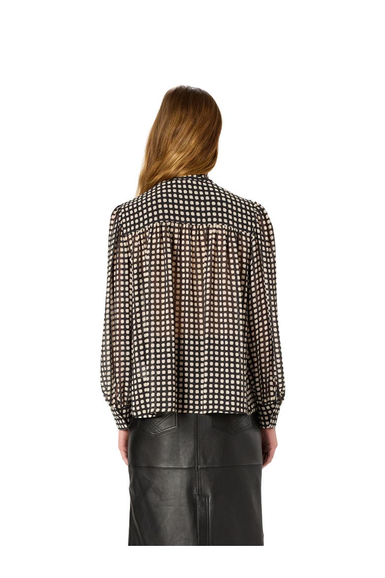 Alisha Sheer Tie Neck Printed Blouse, Alternate, color, Black