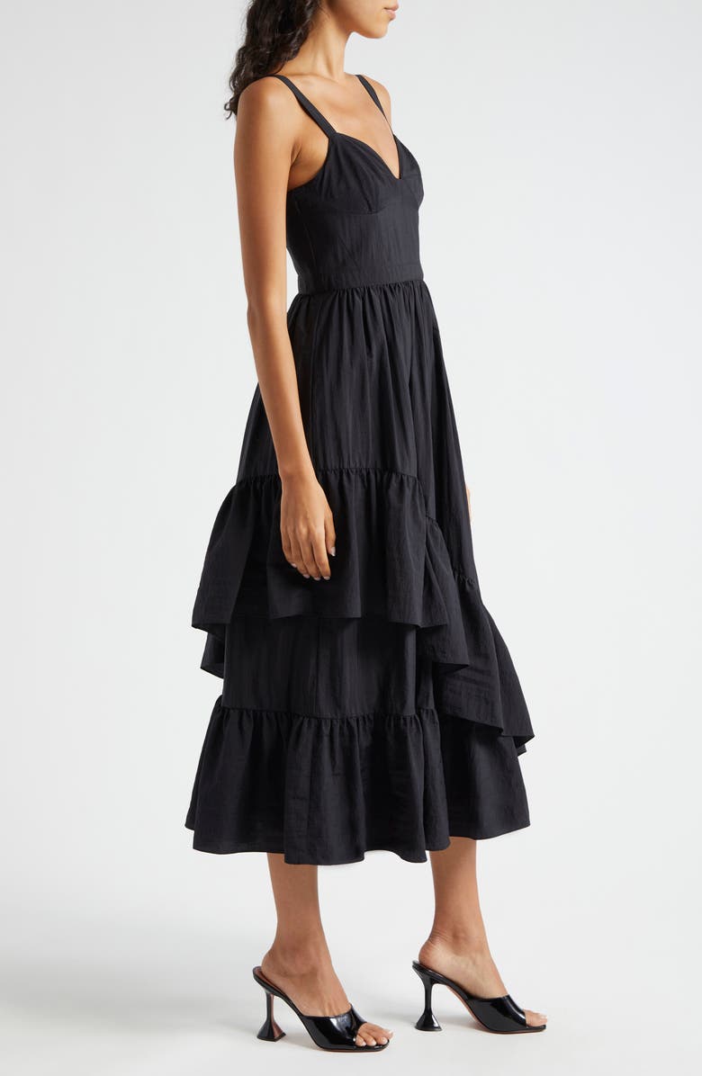 Cinq à Sept Amy Ruffle Asymmetric Dress, Alternate, color, Black