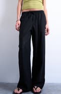 Topshop Linen Blend Straight Leg Pants