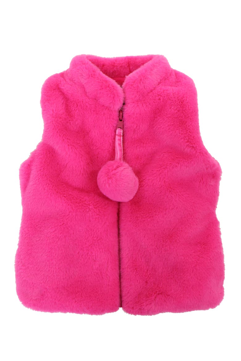 Faux Fur Zip Front Vest, Main, color, Hot Pink Puff