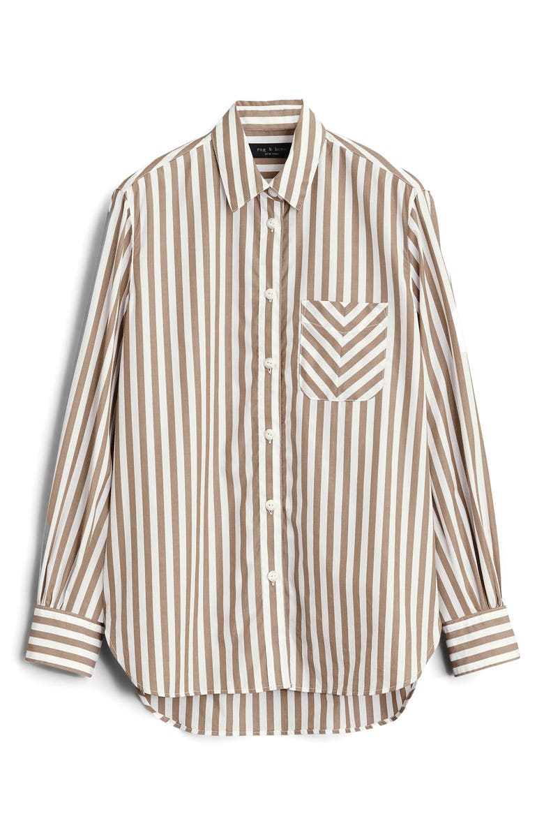 rag & bone Maxine Stripe Cotton Button-Up Shirt, Alternate, color, Brown Stripe