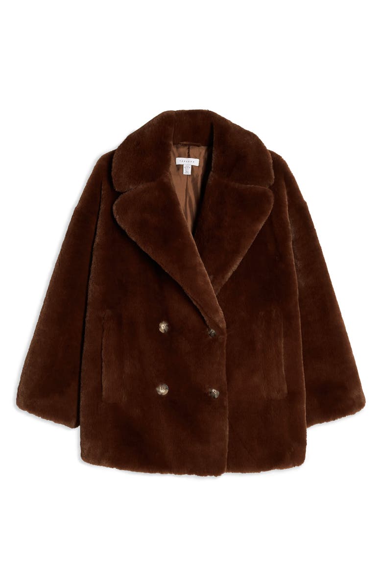 Topshop Ally Faux Fur Double Breasted Jacket, Alternate, color, 