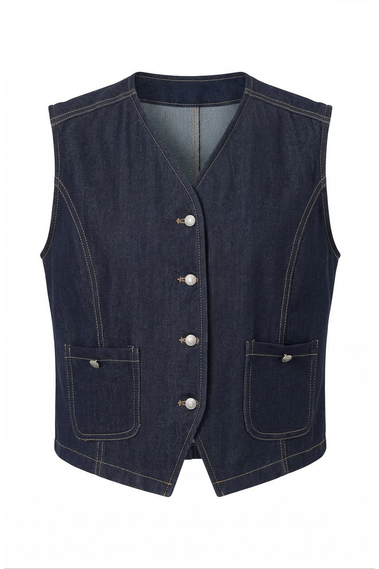 Denim Vest, Alternate, color, Dark Indigo