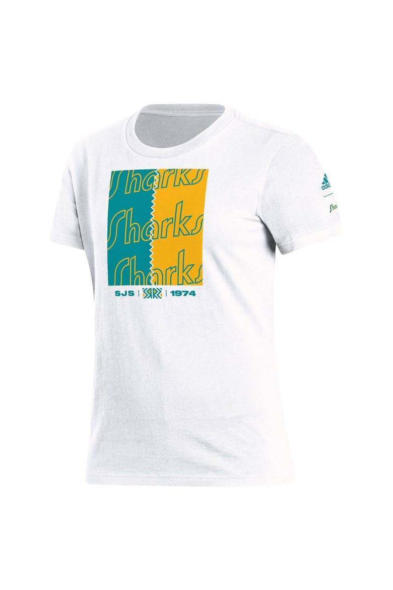 Women's adidas White San Jose Sharks Reverse Retro 2.0 Playmaker T-Shirt, Alternate, color, White