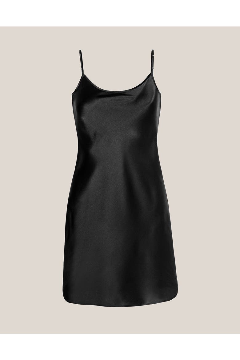 Angelica silk short nighty, Alternate, color, Black