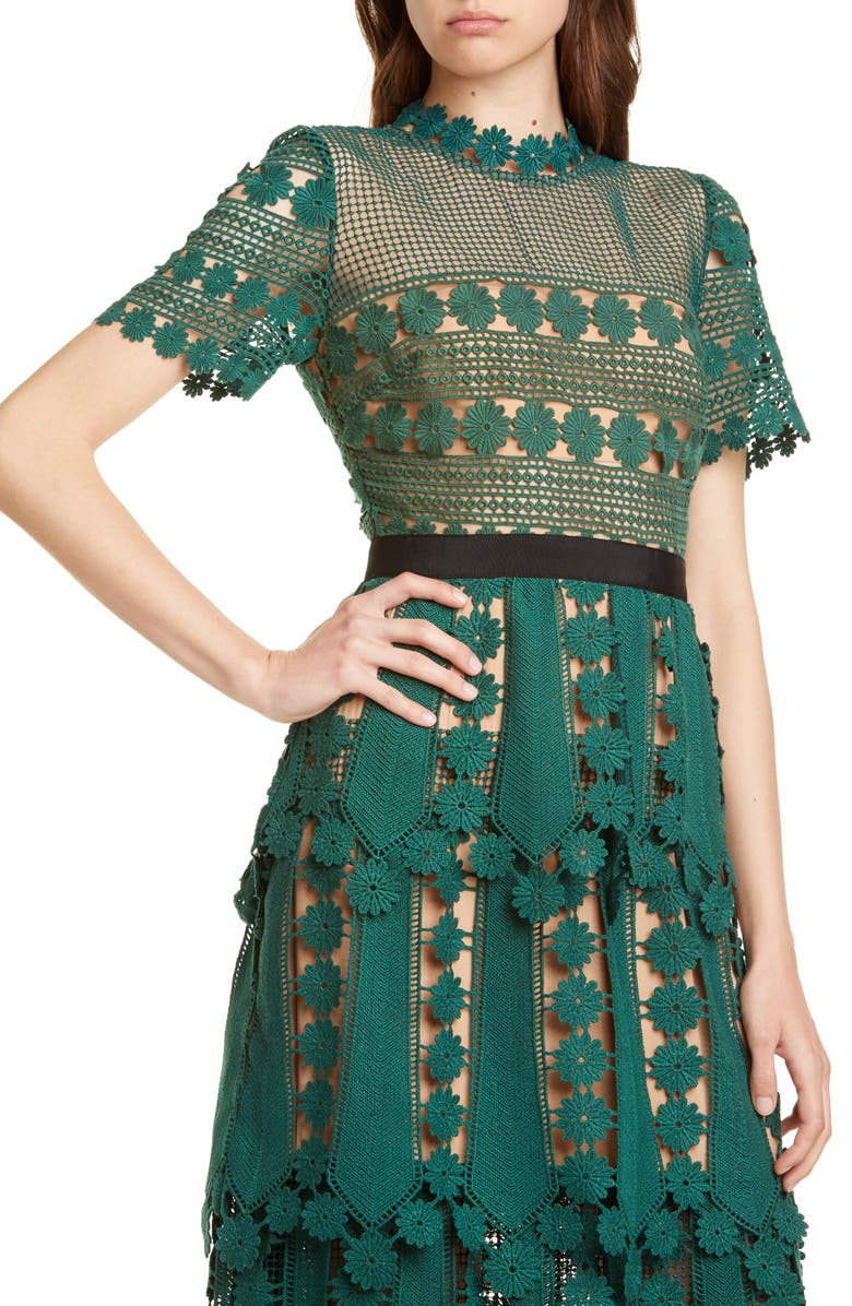 Self-Portrait Teardrop Lace Maxi Dress, Alternate, color,