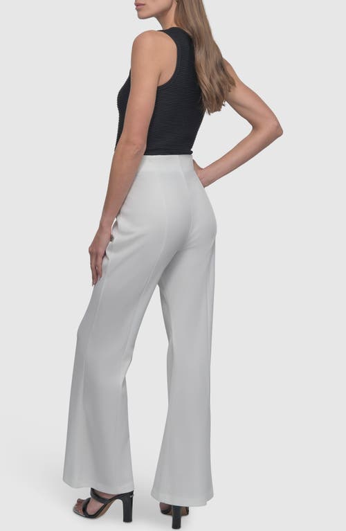 Dkny Wide Leg Scuba Pants In Ivory