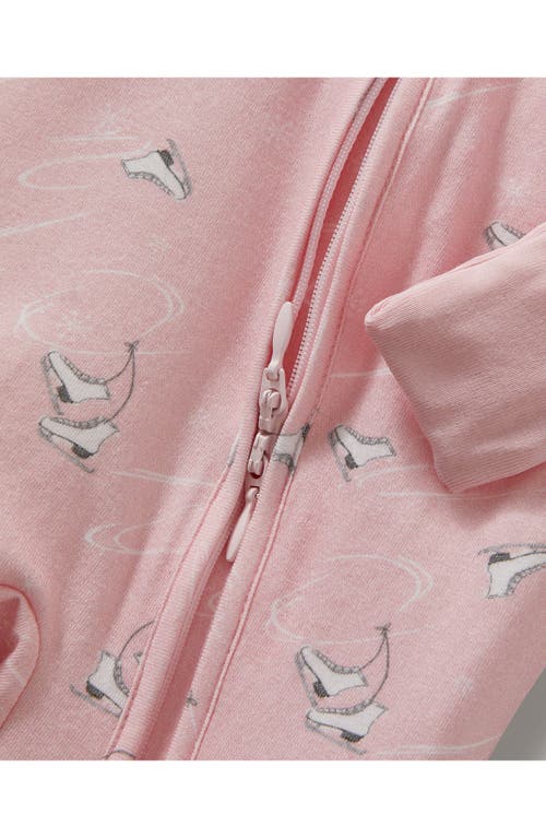 Petite Plume Winter Stripes Stretch Pima Cotton Blend Convertible One-piece Pajamas In Pink